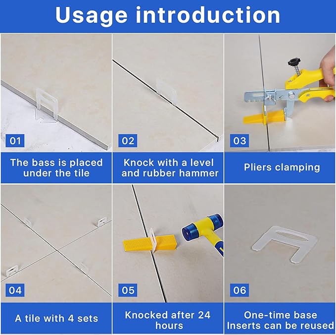 4500 Pcs Tile Leveling System Clips 1/16" (1.5mm) for Ceramic Tile and Stone Installation - DIY Tile Leveler Spacers Kit for Perfect Alignment(4500, 1/16)