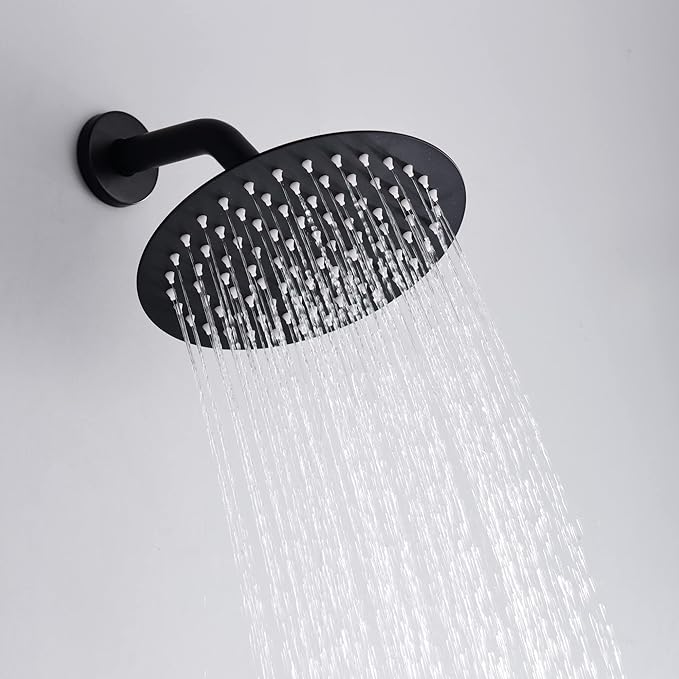 sumerain Tub and Shower Trim Kit with Rough in Valve, Black Shower Faucet with Tub Spout, 8 Inch Shower Head, Pressure Balance Cartridge