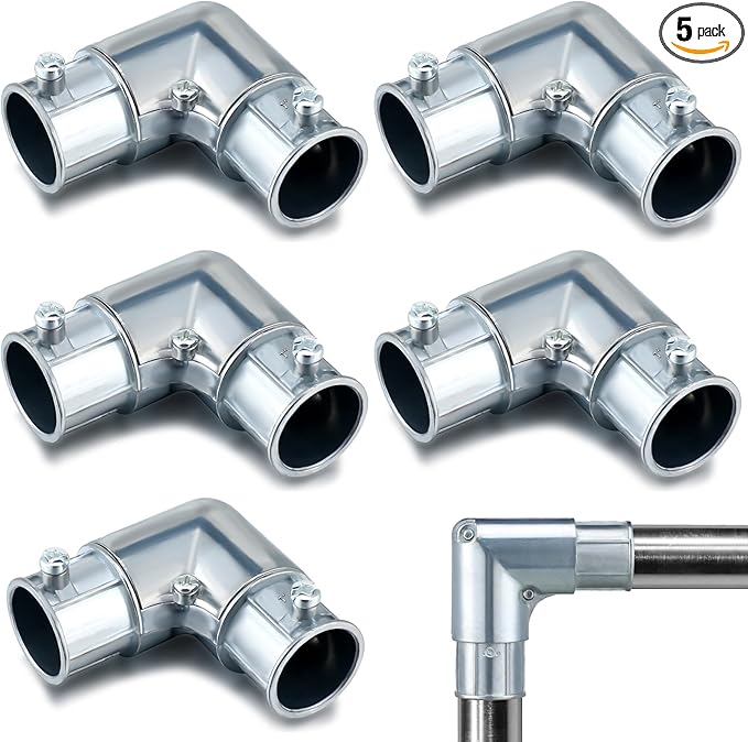 Gisafai 5 Pcs EMT Conduit Fittings Inside Corner Pull Elbow, EMT 90 Degree Metal Conduit Capped Corner Coupling, Combo Head Set Screw, Zinc Die Cast, Silver (1 Inch)