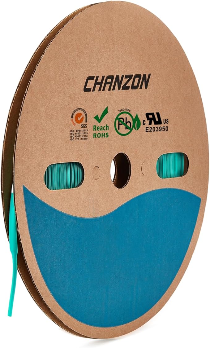 Chanzon 2:1 Ratio - 80Ft Roll - 1/4" (6mm) Heat Shrink Tubing 2:1(25M Total Length) Green Polyolefin Sleeving Wrap Shrinking 2 to 1 1pcs
