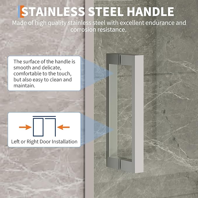 Bypass Sliding Shower Door - Double 6mm Tempered Glass with Easy-Clean Finish, Space Saving Aluminum Alloy Frame, 56 to 60 Inch Adjustable Width x 72 Inch Height, Brushed Nickel Enclosure