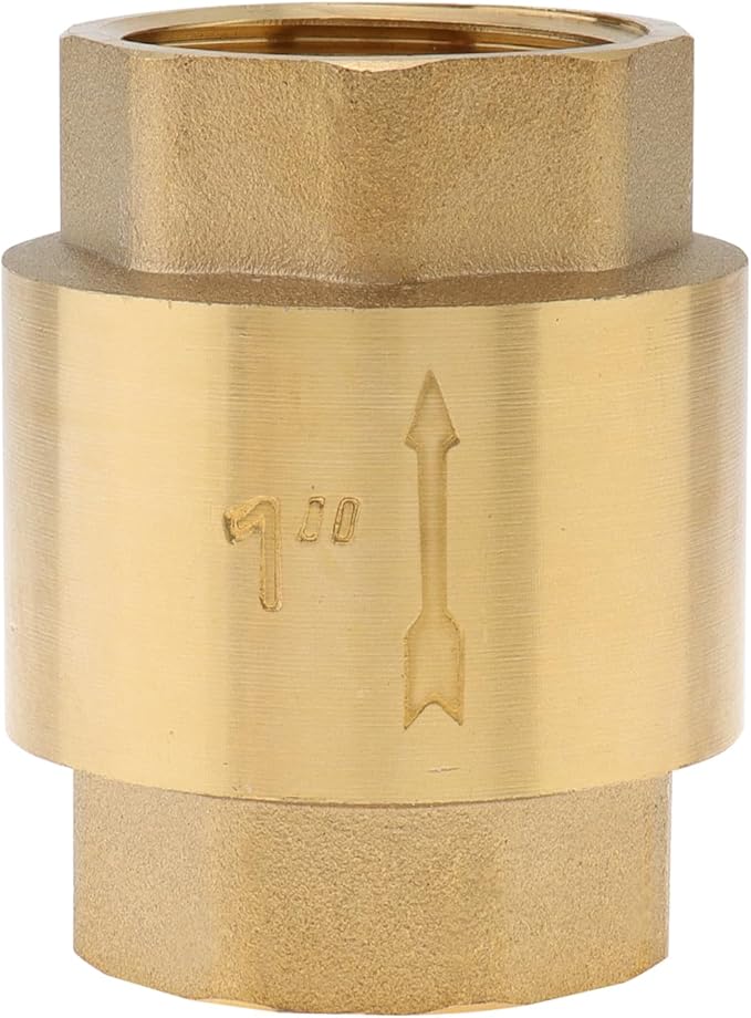 1 Inch Brass Check Valve, PNXKTXO One Way Spring Check Valves In-line Female Thread Horizontal Backflow Preventer for Well/Pump/Tank