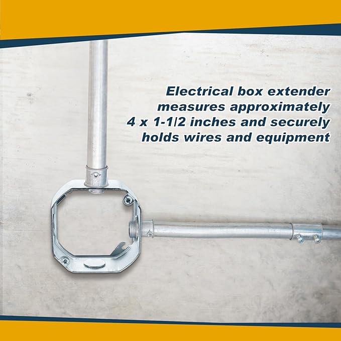4 Pcs 4 Inch Octagon Extension Ring Ceiling Outlet Box 1-1/2-Inch Deep Round Electrical Junction Box Extender Deep Steel 15.5 Cu. in. Capacity