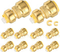 10-Pack HeSun Pushfit Coupling, 3/4"x1/2" Push to Connect Plumbing Fittings with Disconnect Clip, Brass Push-fit Fittings for PEX, Copper, CPVC, PE-RT Pipes(PF017)