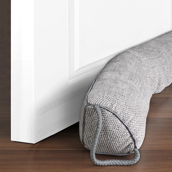 Triangle Under Door Draft Stopper Noise Blocker 24 Inches for Door Bottom Air Seal Insulation and Soundproof, Heavy Duty Weather Guard Snake Stripping, Gray