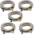 (5 Pack) Seelink 6FT Stainless Steel Dishwasher Hose, 3/8" COMP x 3/8" MIP 90 Degree Elbow, Brust Proof Water Supply Line