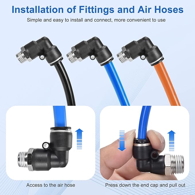10 Pcs Push-to-Connect Fittings 3/8 Inch Tube OD x 1/4 Inch NPT Thread Pneumatic Male Elbow Quick Connect Air line fittings…