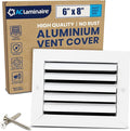 6x8 Inch (Duct Opening) Aluminum 1-Way Air Flow Vent – HVAC Vent Cover for Wall or Ceiling – Quiet HVAC Wall Register with Multi-Shutter Damper – Adjustable Curved Blade - Plastic Seal for Tight Fit