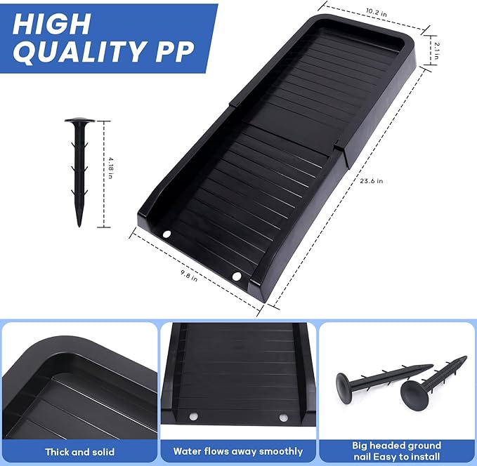 24" Gutter Downspout Splash Block - Heavy Duty Downspout Extensions for Effective Rainwater Drainage, Durable Gutter Drainage System to Protect Foundation from Water Damage (Black)