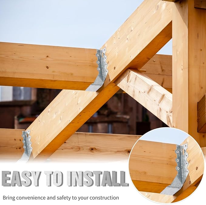 10PCS 2x6 Joist Hangers, 20 Gauge Double Shear Face Mount Rafter Brackets for Wood, Hurricane Rafter Ties Clips LU26 for Rafters, Decks, Floors and Ceiling Trusses, Lumber Beam Connectors
