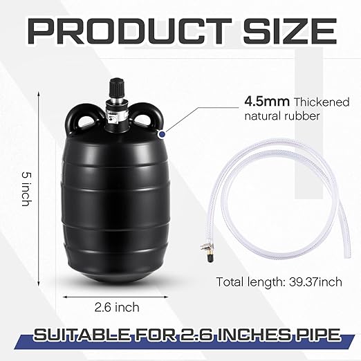 3 Inch Inflatable Pipe Plug Sewer Test Plug with 39.37 Extension Hose Rubber Plumbing Test Balloon for Sewage Pipeline Inspection
