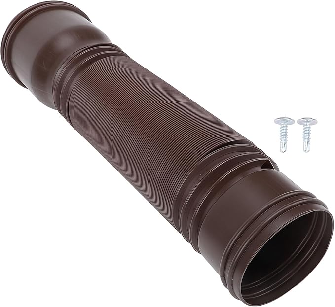Tyenaza Rain Gutter Downspout Extension, Drainage Pipe, Flexible PE Extendable Drain Away Extender for Outdoor Villa Round (Brown)
