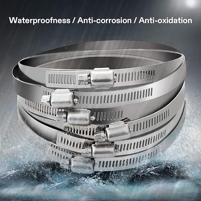 VIVOSUN Stainless Steel Air Ducting Clamps, 4/6/8/12 Inch Adjustable Hose Clamps with Worm Drive for Ducting, Heating, Cooling, Exhaust, and Ventilation (Pack of 2)