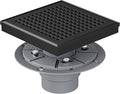 Neodrain 6 Inch Square Shower Drain, 304 Stainless Steel Bathroom Drainage with Removable Quadrato Pattern Grate, PVC Shower Drain Base, Hair Strainer for Bathroom Floor Drains, Matte Black
