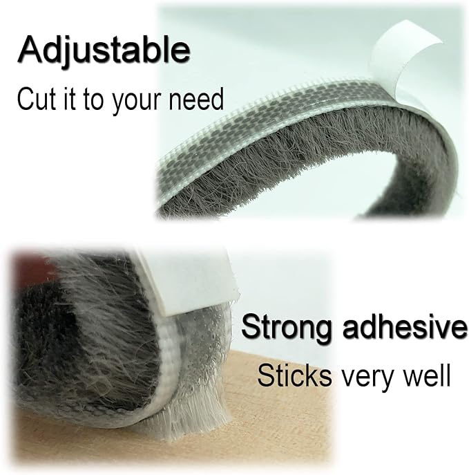 80 Ft White Weather Stripping Brush for Sliding Window/Door Frame, House Soundproofing Felt Self Adhesive Weather Strip Seal Strip Sealer Tape (11/32 Backing x 11/32 Brush inch)