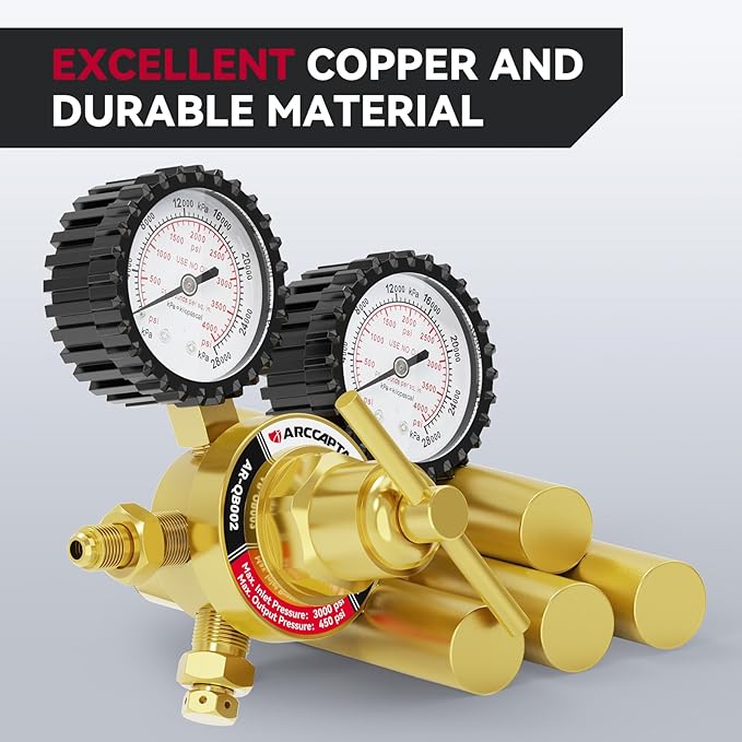 ARCCAPTAIN Nitrogen Regulator with 6.6FT Hose, 0-600 PSI Delivery Pressure, 1/4'' Male Flare Outlet Connection and CGA580 Inlet Connection Gauges