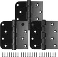 3 Pack Ball Bearing Door Hinges, 4 Inch x 4 Inch Heavy Duty Stainless Steel Door Hinges with Square & 5/8'' Round Radius Corner for Exterior & Interior Doors, Black