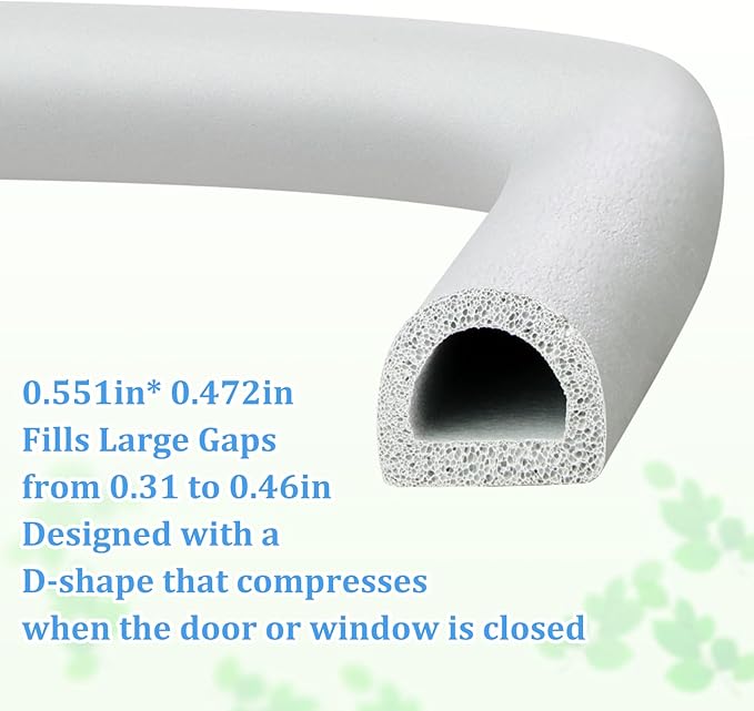19.7Feet D-type Weather Stripping Door Seal, Self-Adhesive Seals for Door Window Gap, Soundproofing, Insulation Strip, Door Sealers for Door Frame (Gray), D14-12