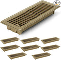 12 PCS Floor Vents Floor Registers 4x12 inch, Heavy Duty Metal Heat Air Vent Covers 4 X 12 with Rust Proof Finish for Home Office Wall Floor Registers Grilles & Vents (12, Brown, 4x12 Inches)