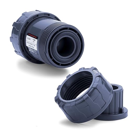HYDROSEAL Sharkfellow 1/2’’ PVC True Union Ball Check Valve with Full Port, ASTM F1970, with EPDM Seals, Corrosion-Free, Service Free, Rated at 200 PSI @73F, Gray, 1/2 inch Socket (1/2'')