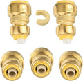 (Pack of 5) Niikappu 3/4" x 1/2" Reducing Coupling Brass Fittings, Push-to-Connect Plumbing Fitting for Pex, Copper, CPVC, Includes Removal Clip(PF017-5Pack)
