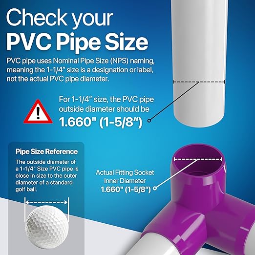 FORMUFIT 1-1/4" 3-Way Elbow Furniture Grade PVC Fitting in Purple, Made in USA, UV-Resistant, Impact-Proof, 1.660" Actual Socket Diameter (Pack of 4)