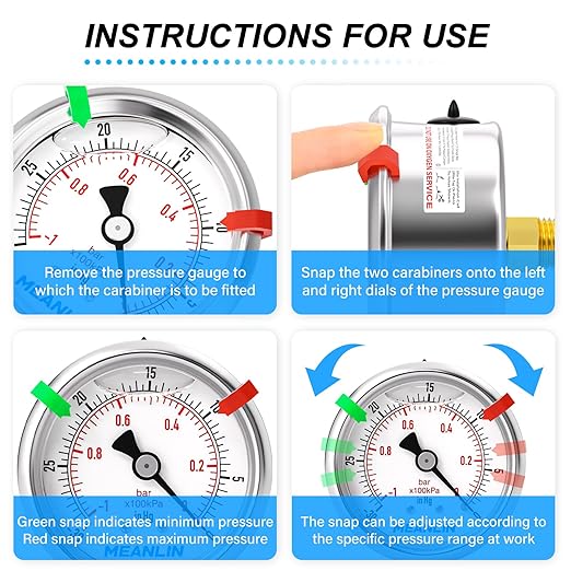 MEANLIN MEASURE -30inHG~0Psi Vacuum Pressure Gauge 1/8" NPT 2.5" FACE DIAL, Stainless Steel Liquid Filled Pressure Gauge WOG Water Oil Air Center Back Mount (with 2PCS Snaps)