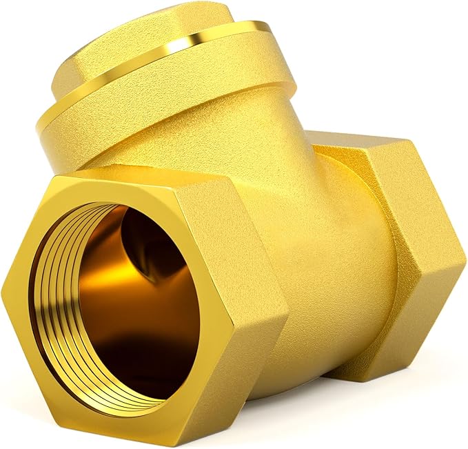 GASHER 1PC Swing Brass Check Valve DN80 3" Female Thread, Backflow Prevention, One Way Check Valves for Sump Pump and Air Compressor, Gas Air Fuel Oil Water