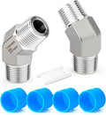 TAISHER 2PCS 304 Stainless Steel 45 Degree Barstock Street Elbow, 3/8" NPT Male x 3/8" NPT Male 304 Stainless Pipe Fitting