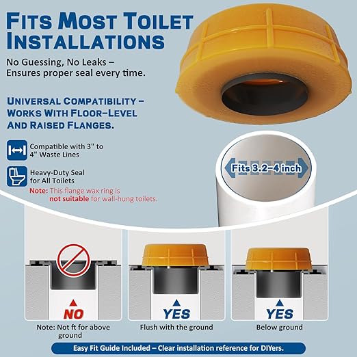 NEEXAN 2-Pack Extra-Thick Toilet Wax Ring Replacement Kit with Installation Hardware – Toilet Wax Ring for 3-Inch and 4-Inch Drains