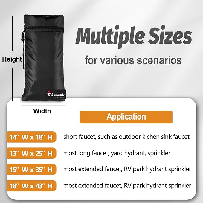 Extended Outdoor Faucet Cover for RV Park Water Hydrant Insulated, 3M Thinsulate Insulation Sprinkler Freeze Protector for Winter & Summer, 35”H x 15”W for Garden Lawn Faucets & Yard Hydrant - Blue