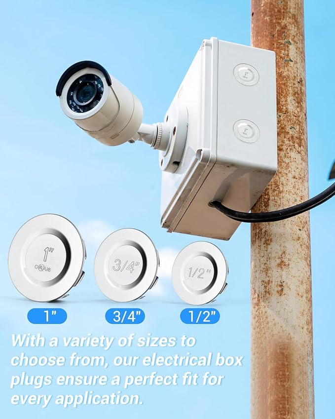 24 Pcs 1/2 inch Knockout Seal Electrical Box Knockout Plugs Removable Seals for Conduit Pipe Assorted Sizes to Fit Unused Electrical Box Openings