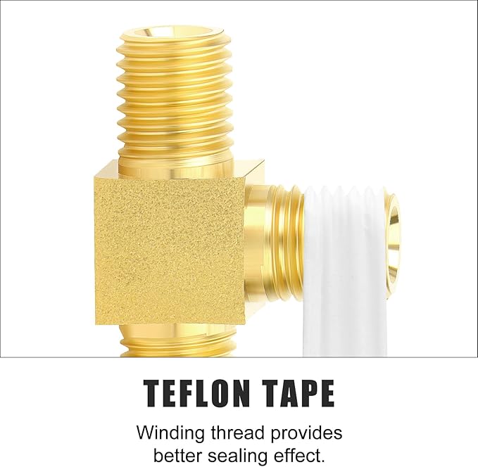 GASHER 5PCS Brass Compression Tube Pipe Fitting Connector, Tee，1/8" x 1/8" x 1/8" Tube OD Connector