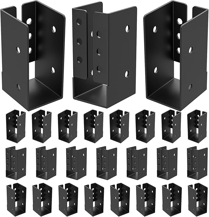 Concealed Joist Hanger (24 Pack),2"x4" Outdoor Concealed-Flange Joist Bracket with Screws, Q235B Steel Powder Coated Concealed Mount Light Joist Hangers for 2"x4" Beam, Swing, Handrail, Fence