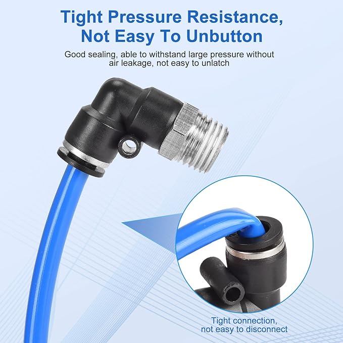 10 Pcs Push-to-Connect Fittings 1/4 Inch Tube OD x 1/4 Inch NPT Thread Pneumatic Male Elbow Quick Connect Air line fittings…