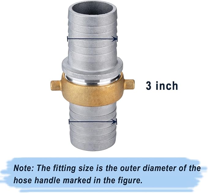 EASTRANS Aluminum Pin Lug Hose Fitting Set, 3" Hose Shank Coupling Set with 2 Clamps