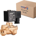 UNOX 3/8" NPT Solenoid Valve 12V DC, Brass Control Valve Normally Closed - 7-232 PSI Multi-Purpose Reliable Control Valve for Water, Air, and Gas - Solenoid Valves