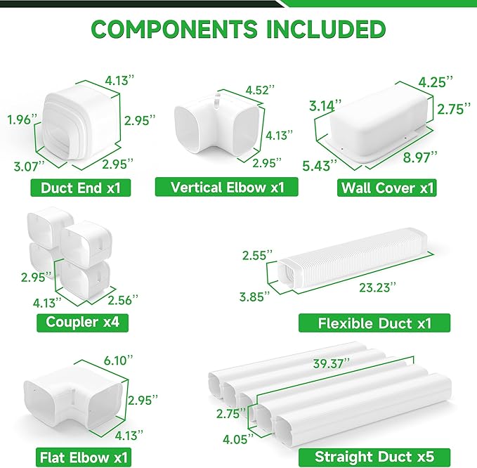 4'' 19.5 Ft Mini Split Line Cover Set, PVC & PP Pipe Covers for Mini Split Lines, Line Guard for Central AC, White