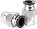 TAILONZ PNEUMATIC Male Straight 1/4 Inch Tube OD x 1/4 Inch NPT Thread Push to Connect Fittings PC-1/4-N2 (Pack of 20)