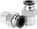 TAILONZ PNEUMATIC Male Straight 1/4 Inch Tube OD x 1/4 Inch NPT Thread Push to Connect Fitting PC-1/4-N2 (Pack of 5)