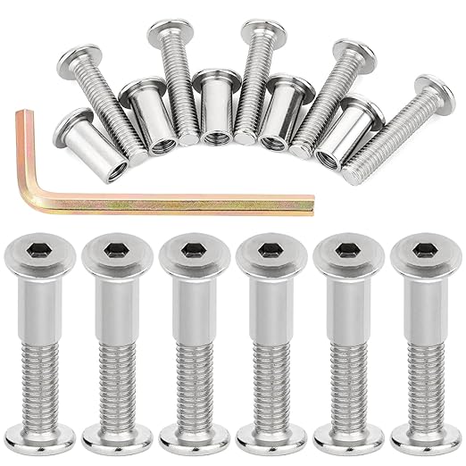 50Pcs M8x40mm Silver Furniture Bolts Barrel Nut & Bolt - Essential for Precision Equipment Assembly, Providing Tight and Secure Fits Every Time