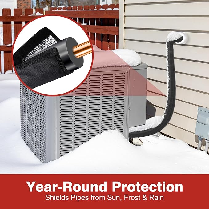 3 Layer Hvac Copper Pipe Insulation Cover Ac Line Insulation Wrap Outdoor Central Ac Line Covers For Outside 72 in x 10.2 in Oxford Protective Sleeves For Air Conditioner Condenser Mini Split