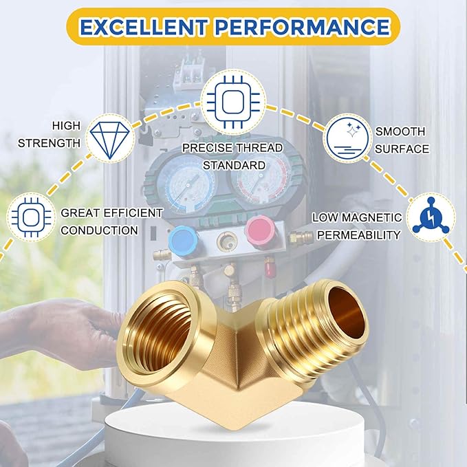 2 Pack Brass Pipe Fittings, 90 Degree 1/4" NPT FeMale to 1/4" NPT Male Barstock Street Elbow, Forged Pipe Fitting Connector for Air, Oil, LP