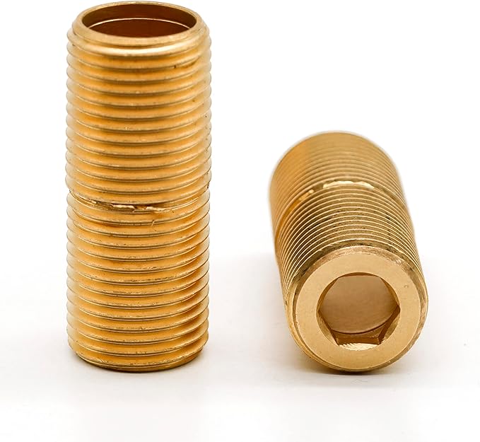 (2 pcs) Brass Pipe Adapter Plumbing, G Thread 1/2" Male to NPT Thread 1/2" Male Pipe Fitting Adapter, Seamless and Leakproof (2" Length)