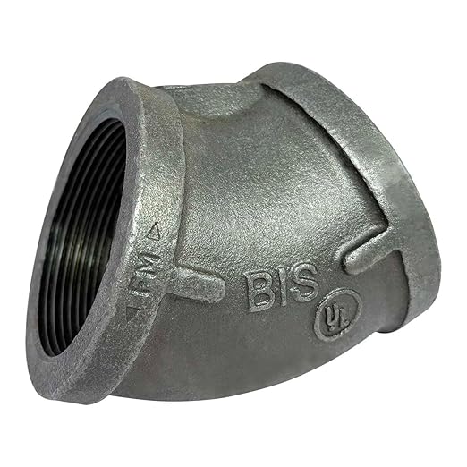 Gloxco 3" Pipe Fitting Elbow, 3" Female NPT x 3" Female NPT, 45 Degree, 150# Black Malleable Iron
