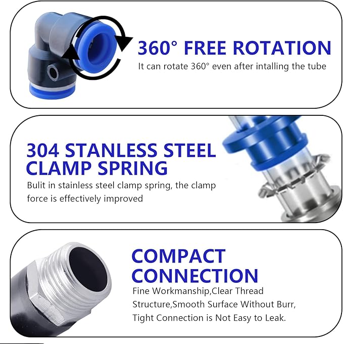 108 Pcs Quick Connect Air Hose Fittings Kit - 1/8" to 1/2" NPT Thread Push To Connect Fittings for Workshops