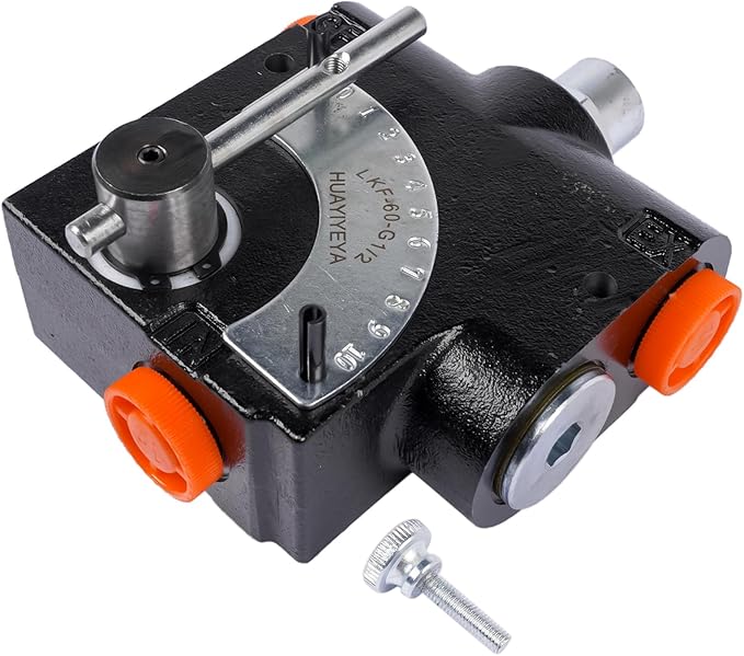 Hydraulic Adjustable Variable Flow Control Valve with Relief, 1/2'' NPT, 500 PSI-3000 PSI, 30GPM, Adjustable Ball Spring Relief Port, FCR51-1/2 PFC51-1/2