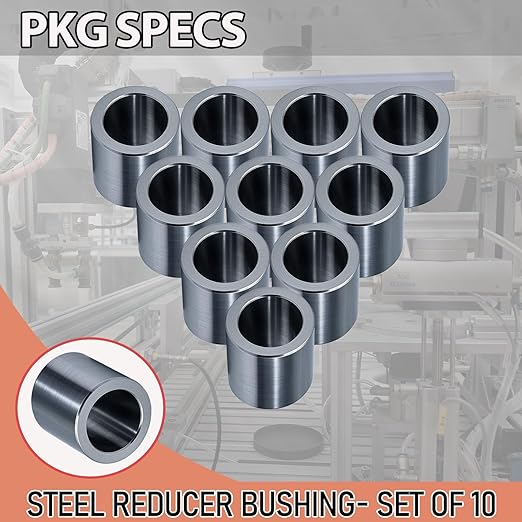 Stainless Steel Reducer Bushing, Screw Standoff Metal Spacer 3/4" to 1/2" Steel Reducer Standoff Bushing Adapters for 1/2" Screws Bolts and Rods, Round Metal Stainless Steel Spacer Set of 10