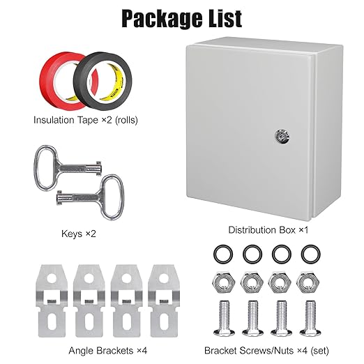 LeMotech Electrical Box 12 x 10 x 6 inch Junction Box, IP66 Waterproof Dustproof Steel Enclosure Wall-Mounted for Outdoor/Indoor Lockable with Equipment Mounting Plate