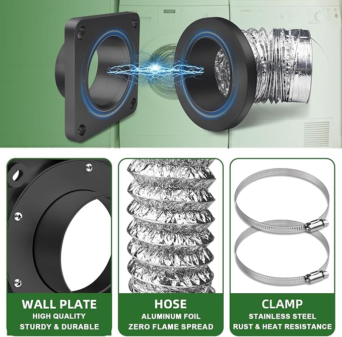 Magnetic Dryer Vent Coupling-Quick Connection and Disconnection Strong Magnet Self-Alignment Design Quick-Installation Dryer Magnetic Vent Connector Airtight Seal Dryer Vent Connector Kit (Space Gray)